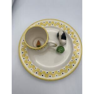 Vintage Cali 3D Bunny Rabbit & Lettuce Plate With 3D Carrot Cup